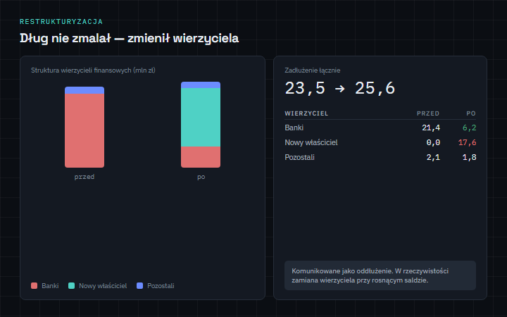 Handel detaliczny w restrukturyzacji — Wizualizacja poglądowa — układ produktu na danych wymyślonych, nie zrzut pracy dla klienta.